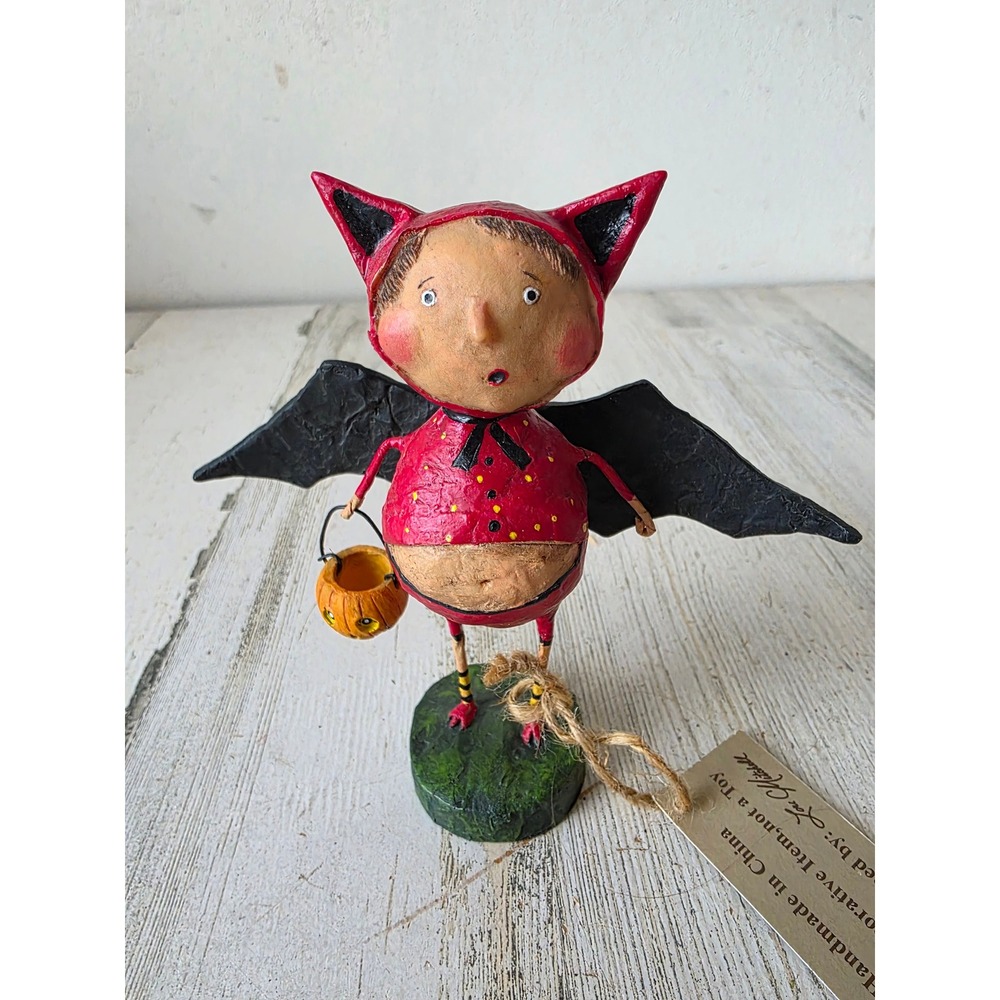 Vintage esc lori Mitchell bat red RARE Halloween statue pumpkin trick-or-